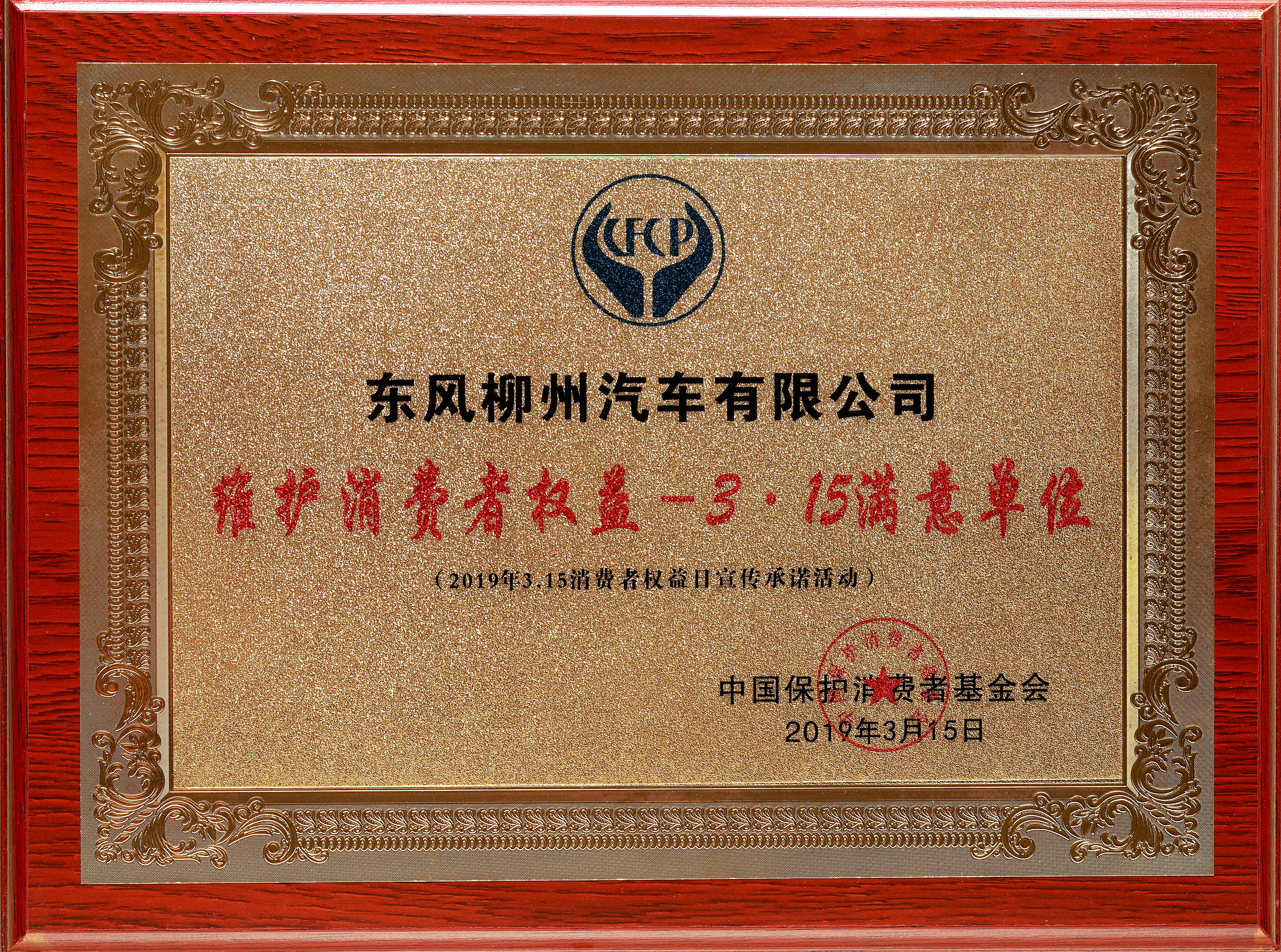 中国保护消费者基金会——维护消费者权益-3·15满意单位